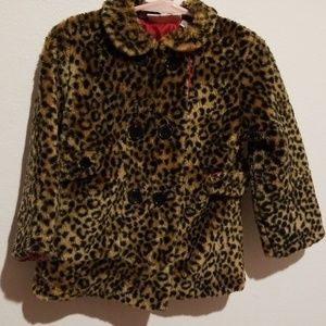 Size 3T Leopard Print Faux Fur Coat